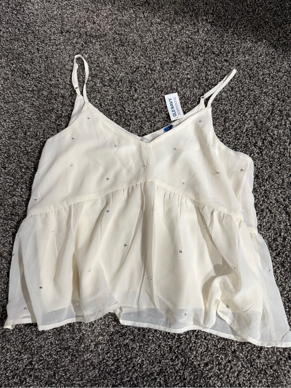 Old Navy Cream Crystal-Accent Peplum Cami